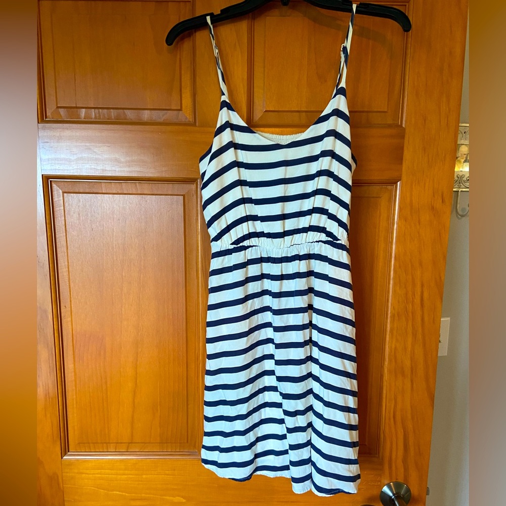 Navy and white striped LC dress